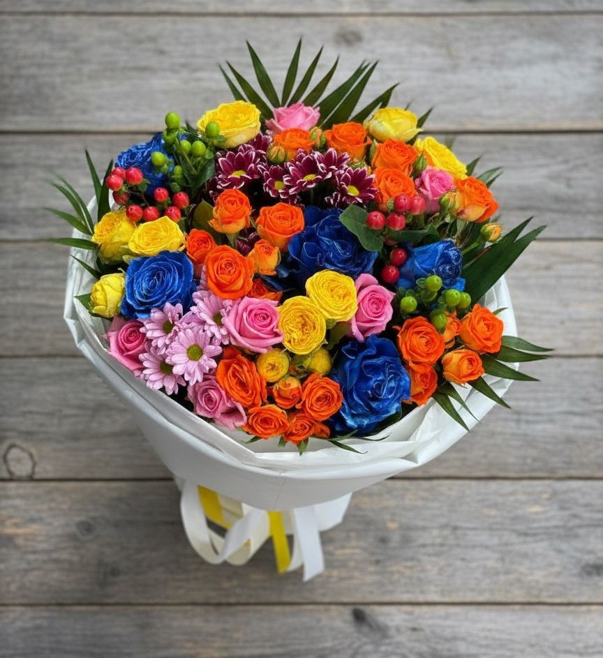 Букет цветов из: Розы и Хризантемы в Кумыше