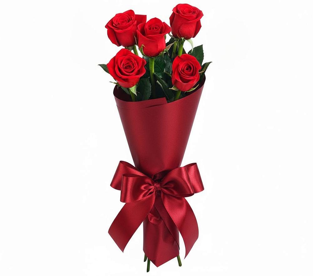 Букет 5 Красных роз Эдлесс Лав в Кумыше