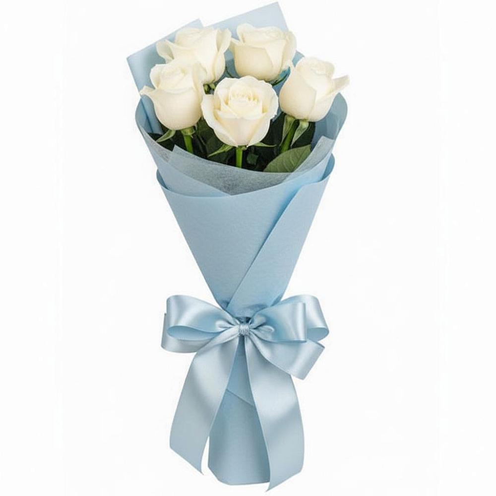 Букет 5 Белых роз Проуд в Кумыше