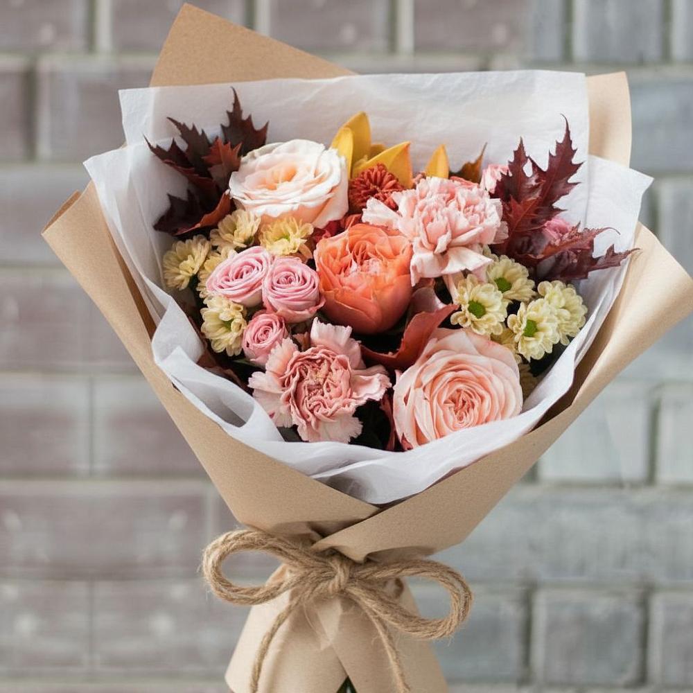 Букет цветов из: Гвоздики, Хризантемы и Розы в Кумыше