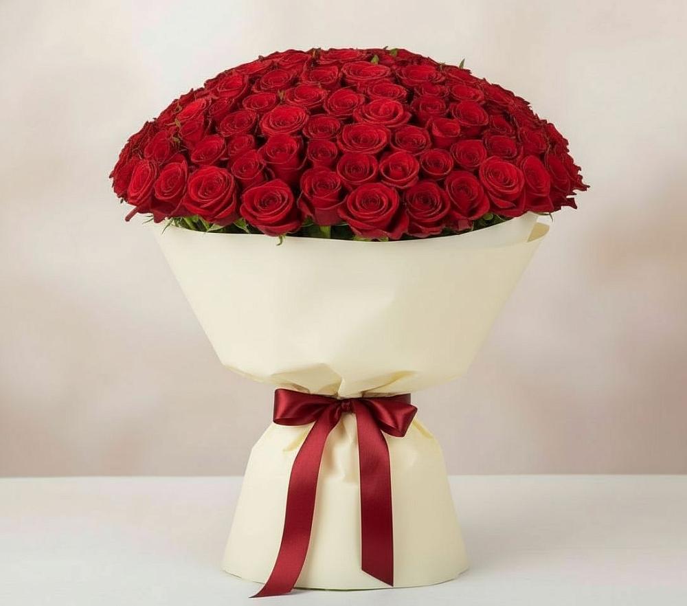 Букет 101 Красная роза Милано в Кумыше