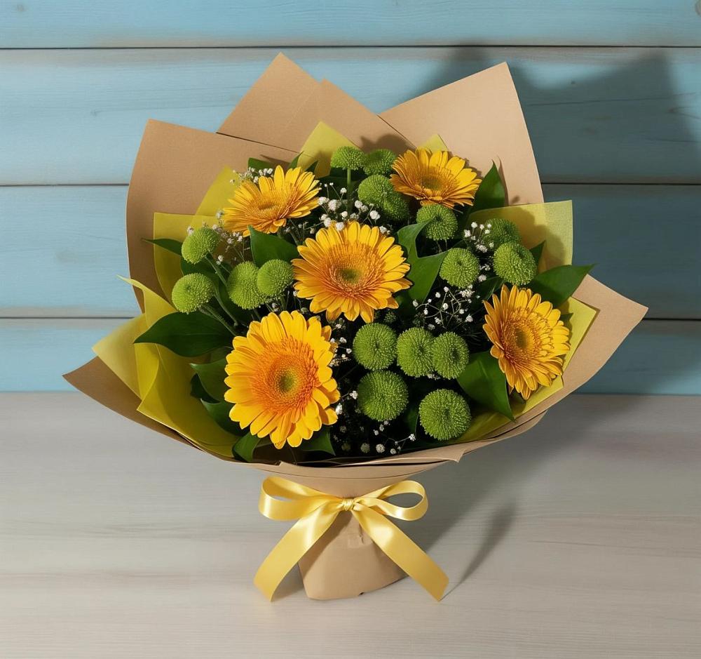 Букет цветов из: Герберы и Хризантемы в Кумыше