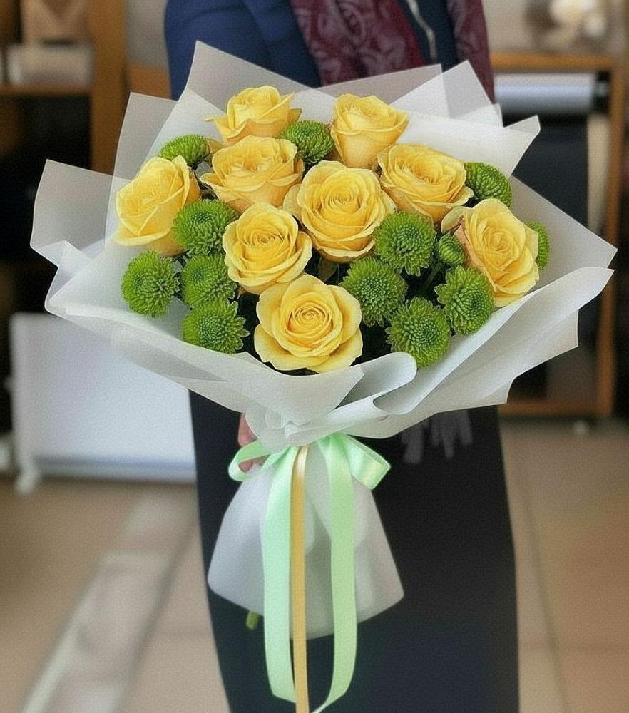 Букет цветов из: Хризантемы и Розы в Кумыше