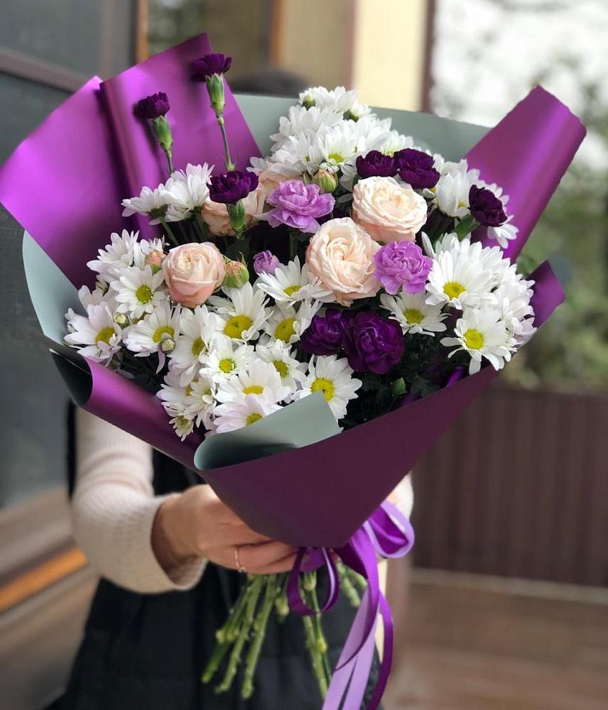 Букет цветов из: Хризантемы, Гвоздики и Розы в Кумыше