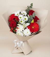 Букет цветов из:  Розы, Хризантемы, Герберы и Лилии в Кумыше