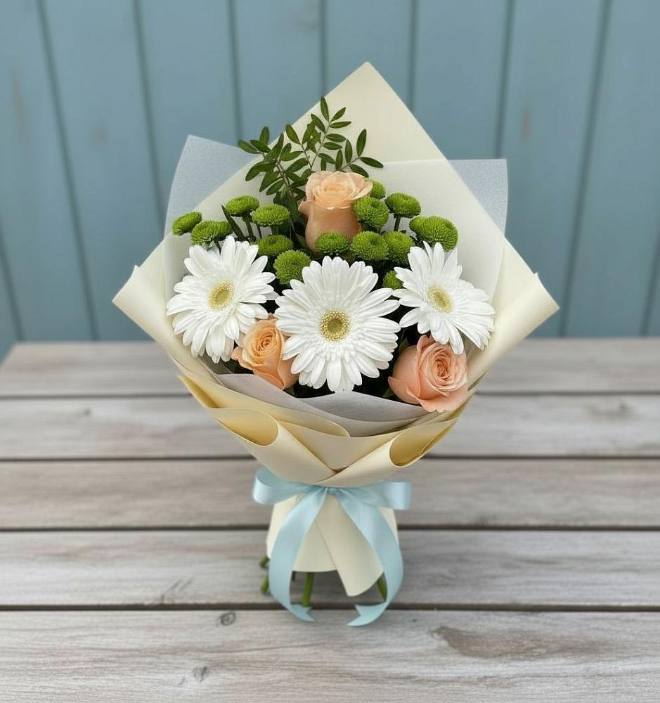 Букет цветов из: Герберы, Розы и Хризантемы в Кумыше