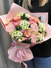 Букет цветов из:  Гвоздики, Розы и Хризантемы в Кумыше