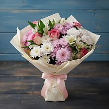 Букет цветов из:  Хризантемы, Альстромерии и Розы в Кумыше