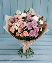 Букет цветов из:  Хризантемы, Розы и Альстромерии в Кумыше