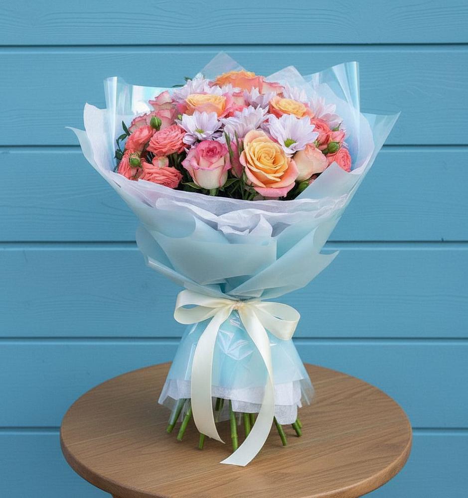 Букет цветов из: Хризантемы и Розы в Кумыше