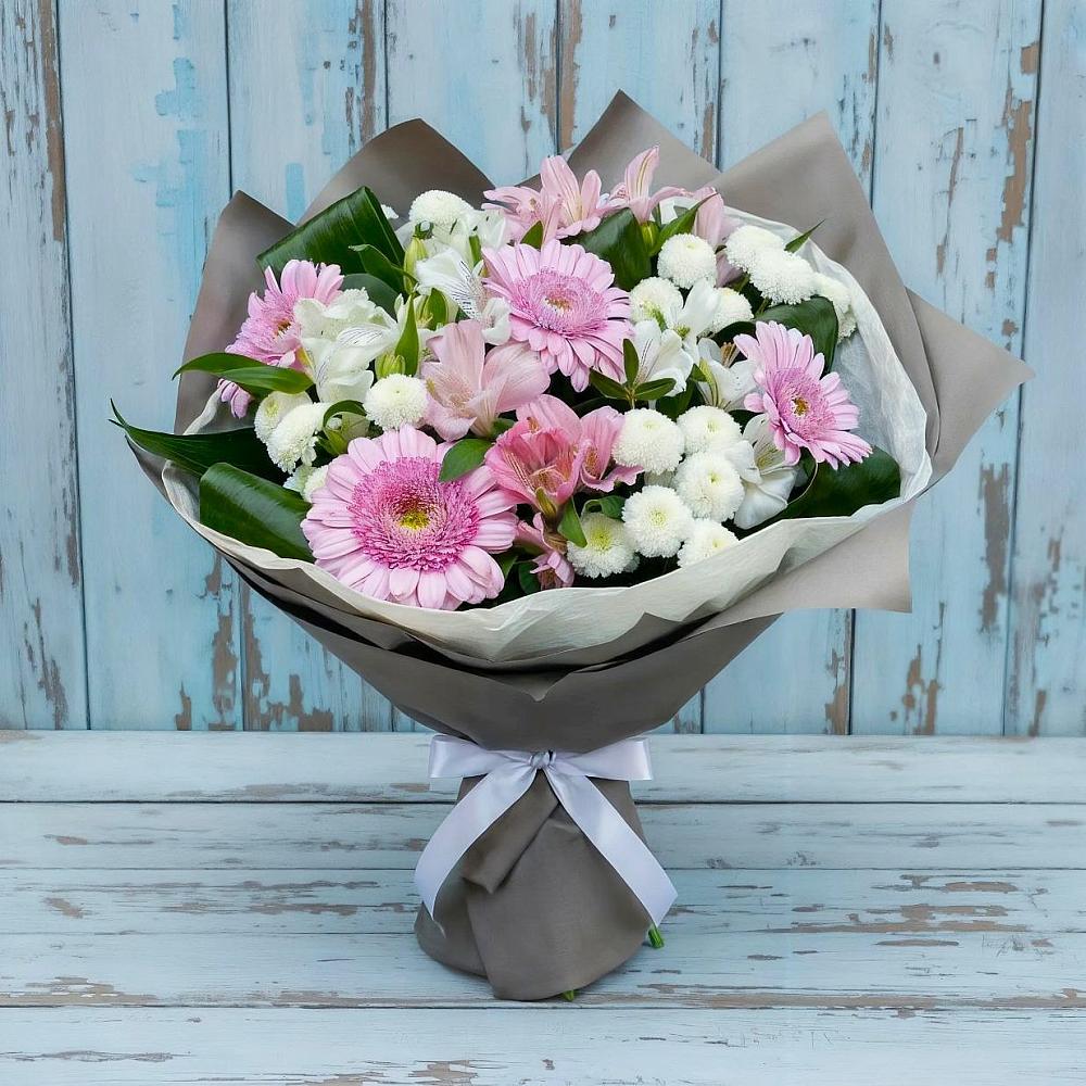 Букет цветов из: Герберы, Альстромерии и Хризантемы в Кумыше
